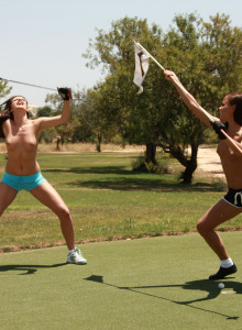 Topless golfing